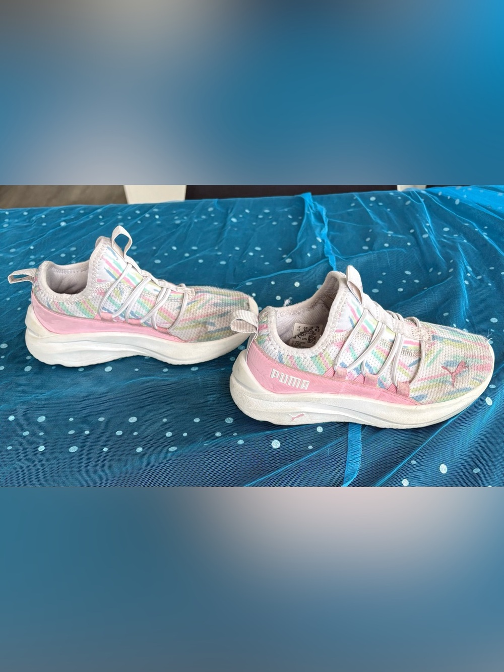 Puma Kids Pastel Multicolor Knit Sneakers with Pink Accents